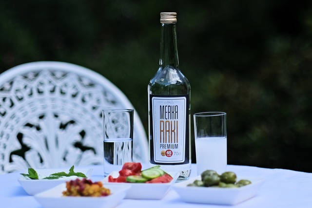 Raki neat and raki with water