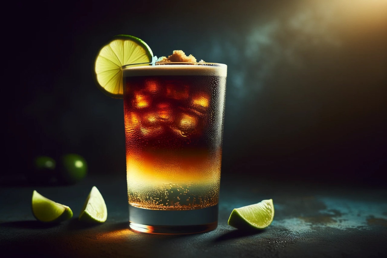 Dark 'n' stormy cocktail
